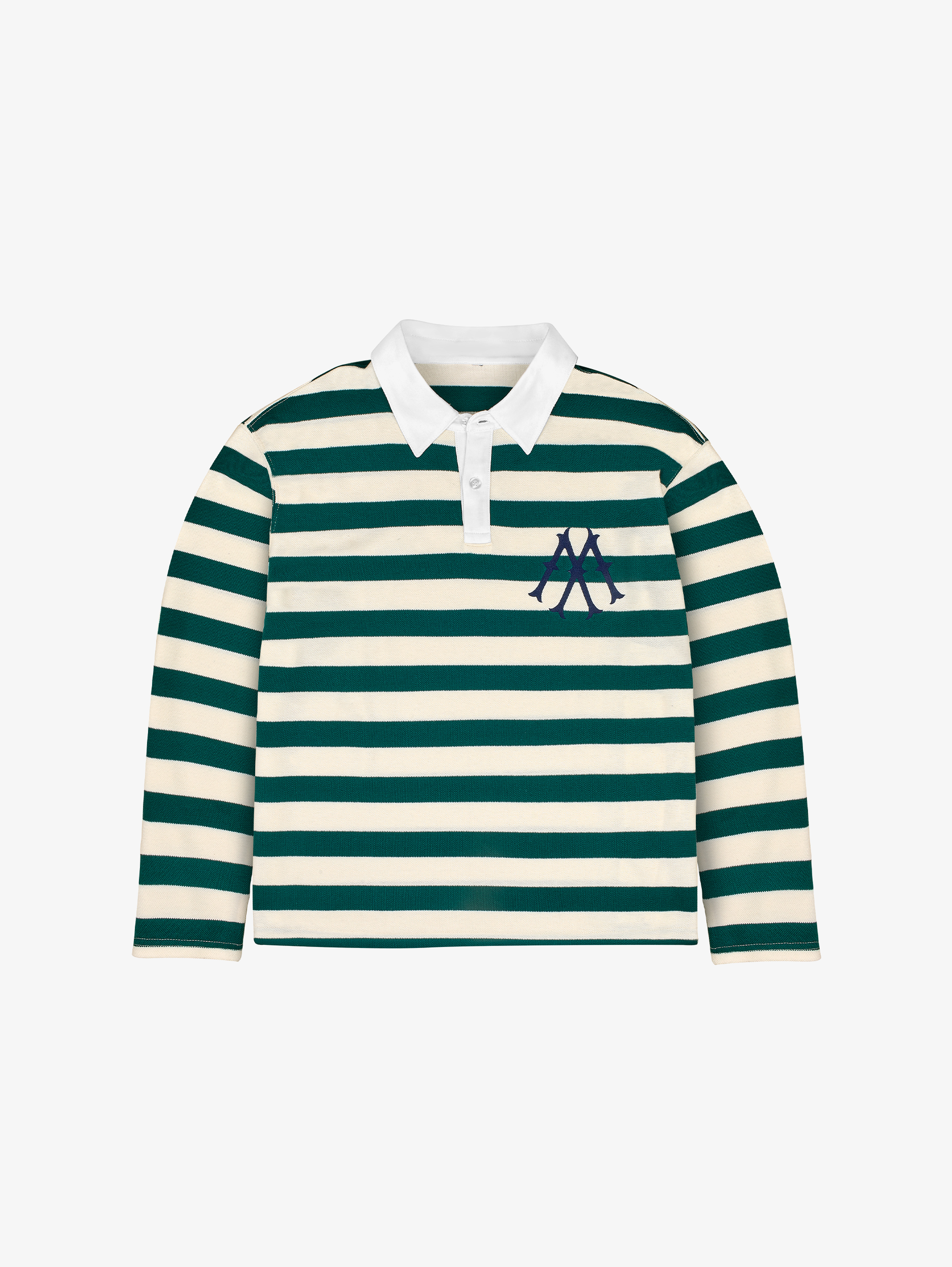 OVERSIZED LUXURY STRIPED LONG-SLEEVED POLO SHIRT IN COTTON PIQUE