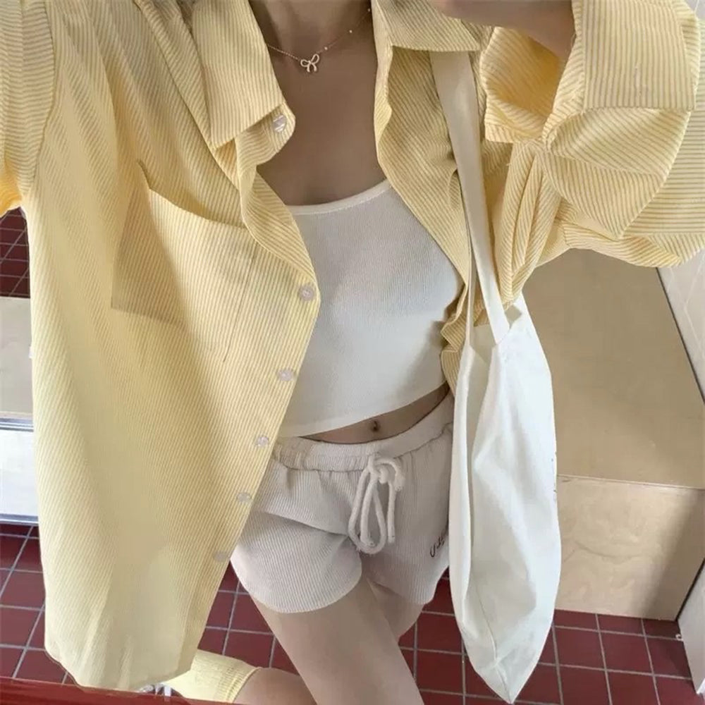 OVERSIZED SHIRT SUNSHINE BREEZE YELLOW STRIPED