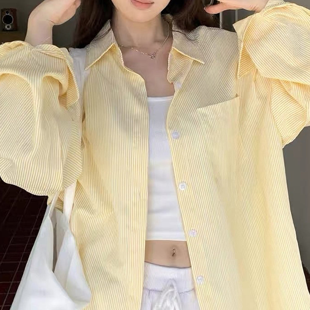 OVERSIZED SHIRT SUNSHINE BREEZE YELLOW STRIPED