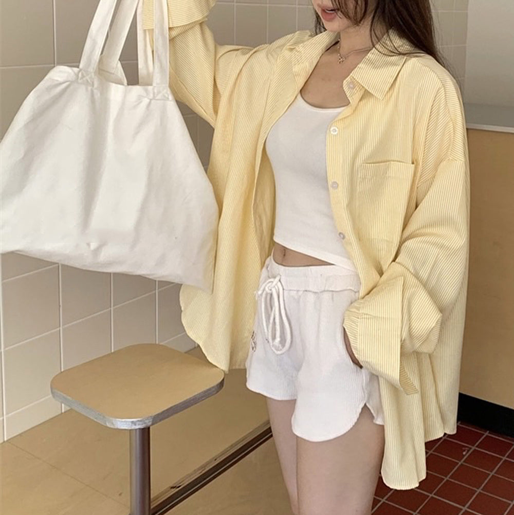 OVERSIZED SHIRT SUNSHINE BREEZE YELLOW STRIPED