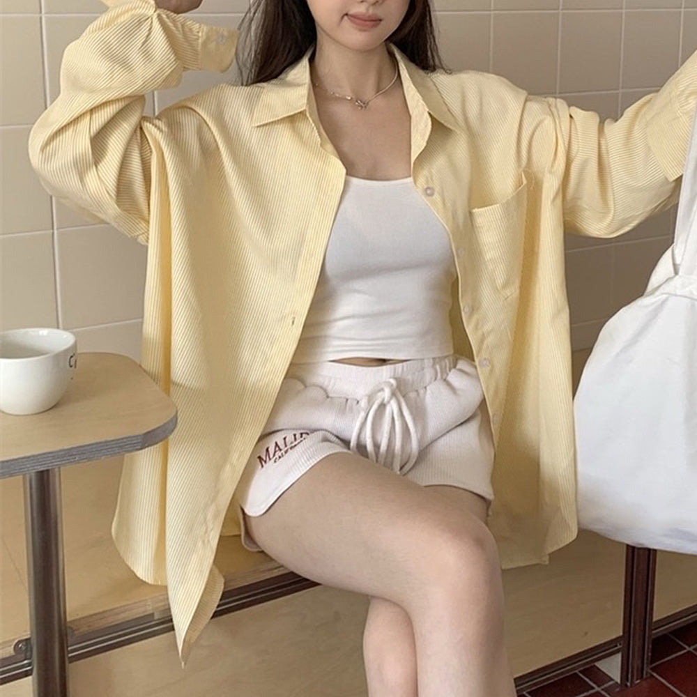 OVERSIZED SHIRT SUNSHINE BREEZE YELLOW STRIPED