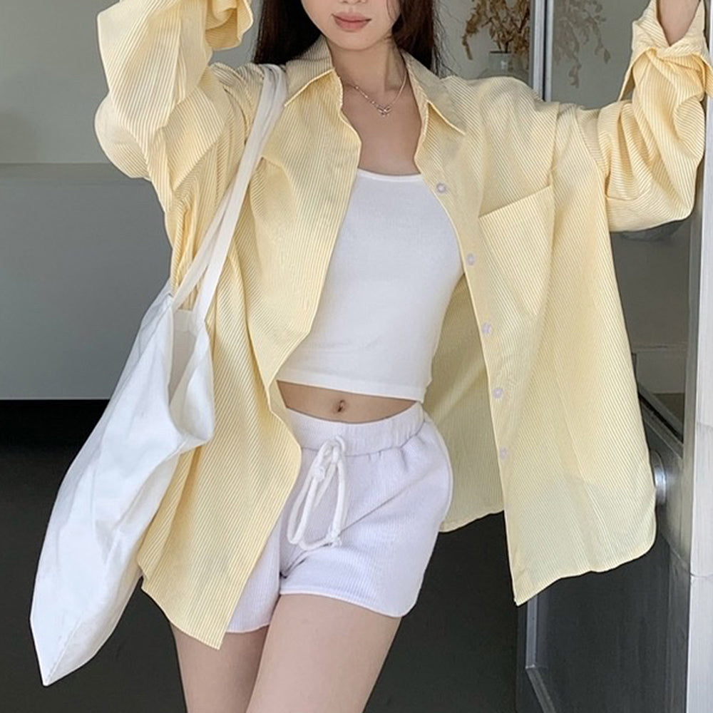 OVERSIZED SHIRT SUNSHINE BREEZE YELLOW STRIPED