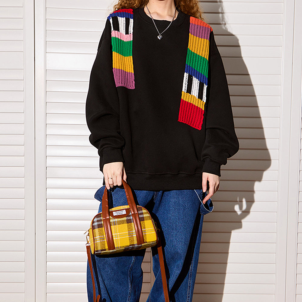 OVERSIZED SWEATSHIRT VINTAGE TV STATIC PATCHES