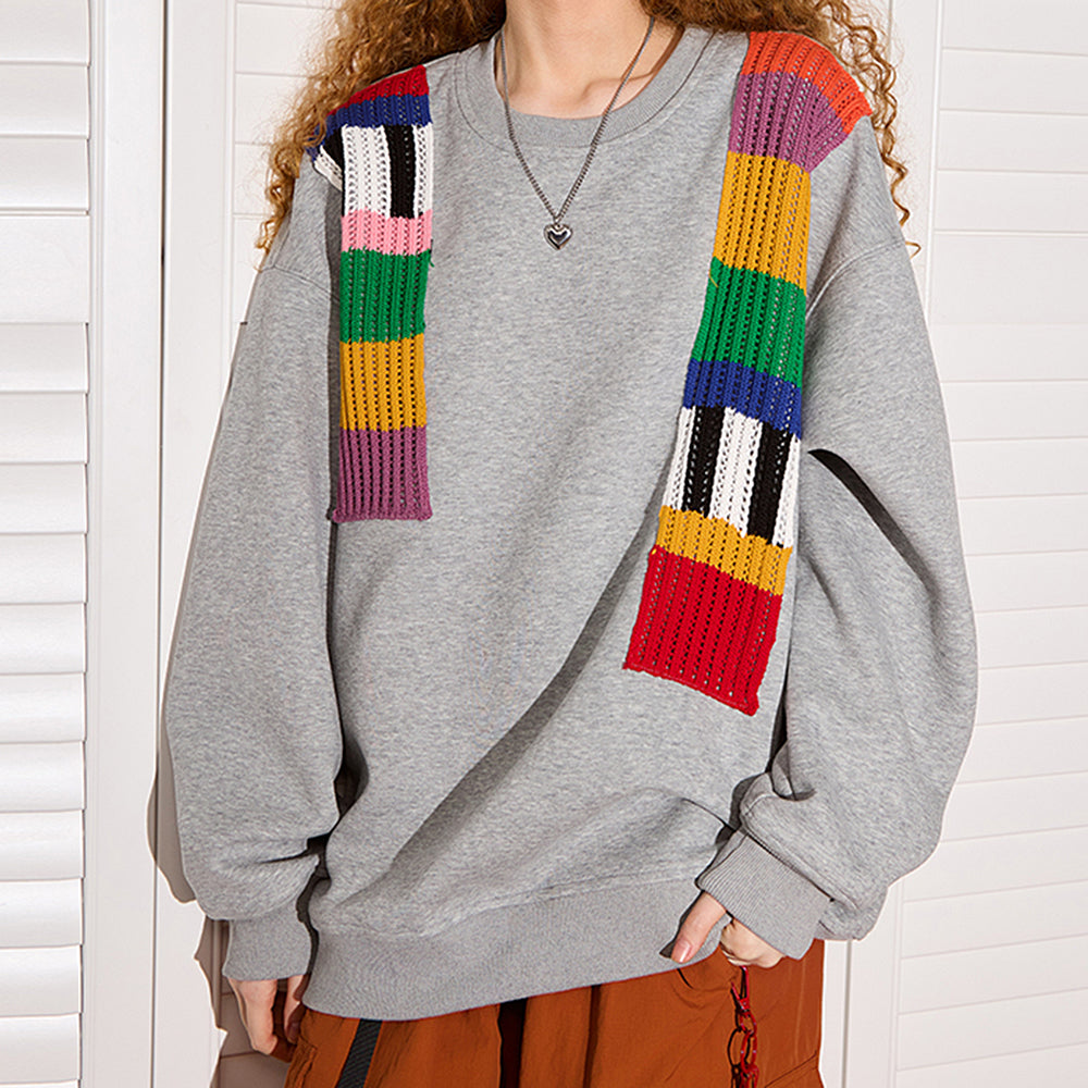 OVERSIZED SWEATSHIRT VINTAGE TV STATIC PATCHES