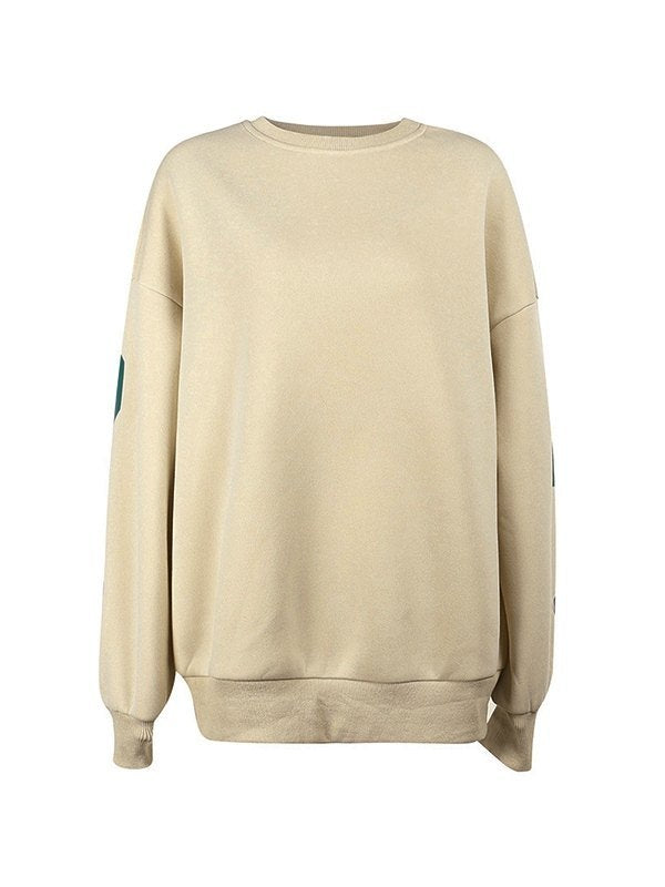 OVERSIZED VARSITY SWEATSHIRT WITH GREEN LETTER GRAPHIC