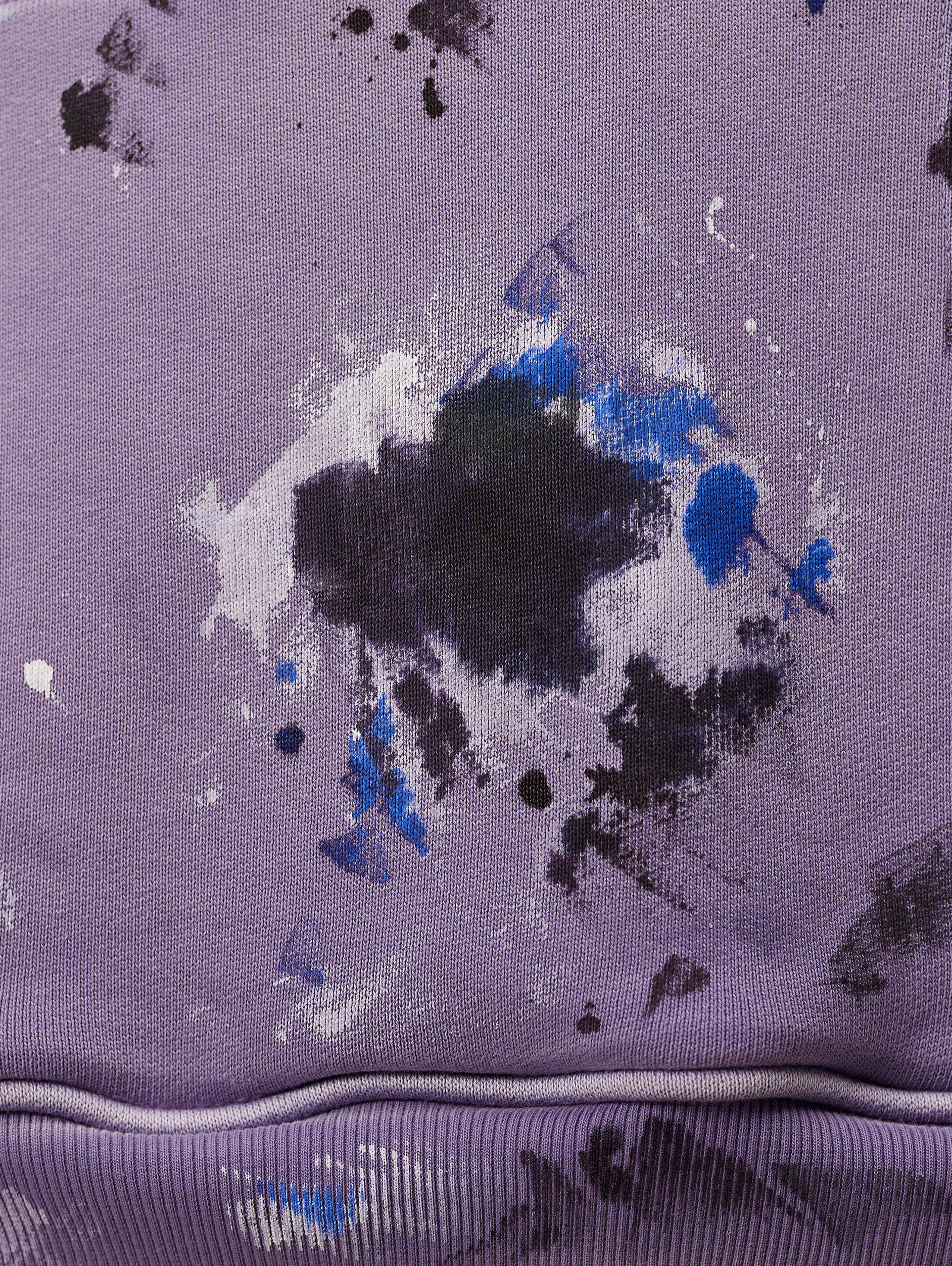 OVERSIZED VIOLET LOOPBACK HOODIE WITH PAINT SPLATTER DESIGN