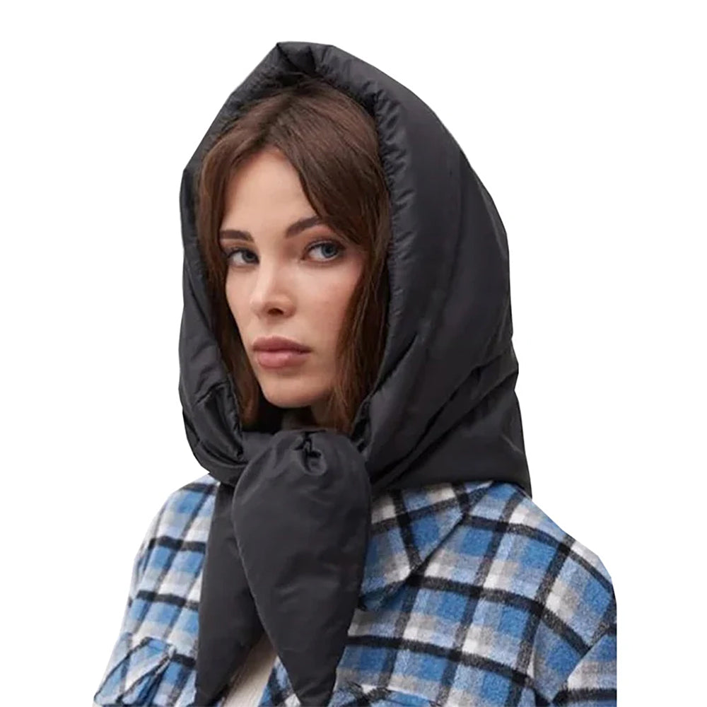PADDED HOOD SCARF: BLACK INSULATED WINTER HOOD
