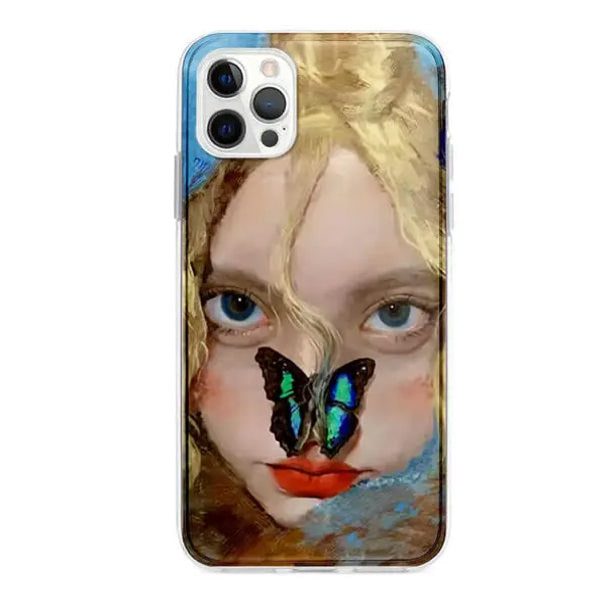 PAINTED FACE AND BUTTERFLY PHONE CASE FOR IPHONE 12/13 - BUTTERFLY IPHONE CASE