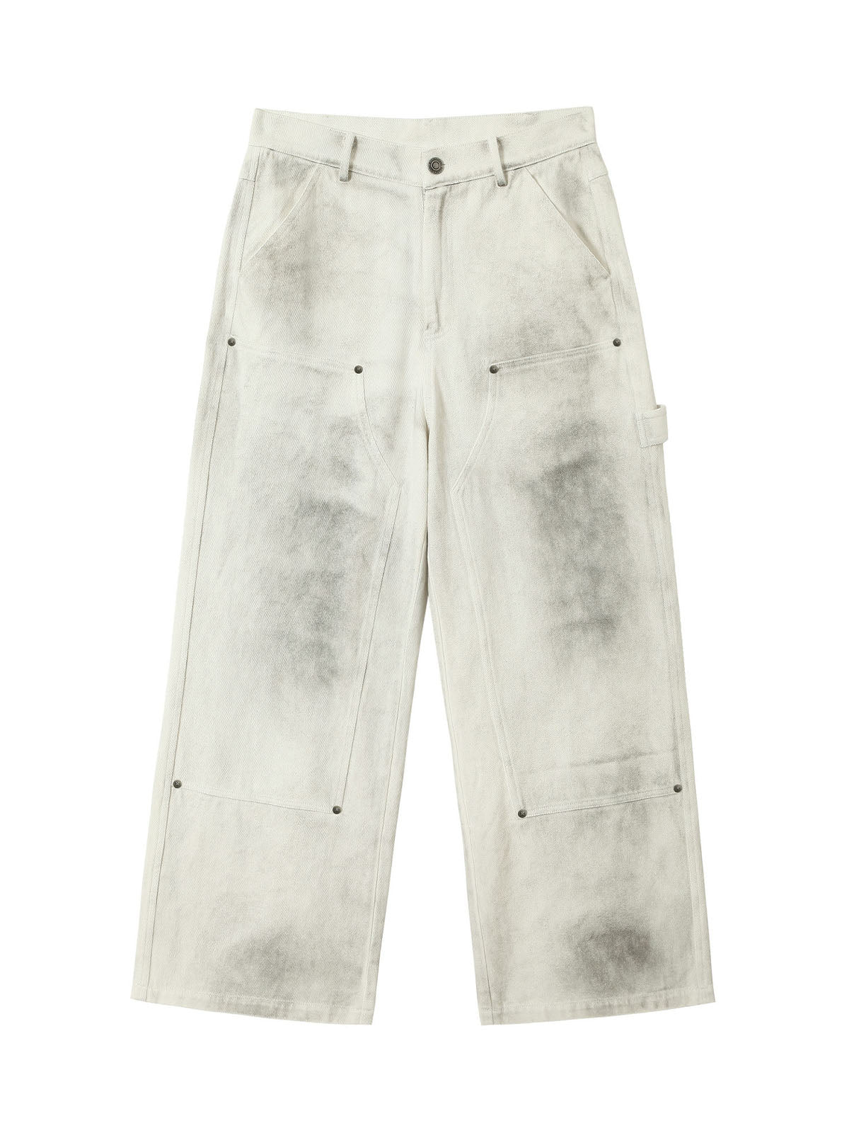 PAINTER'S PANTS WITH DARK STAINS STRAIGHT LEG LONG PANTS