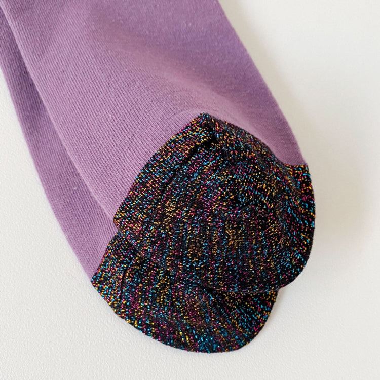 PAIR OF PURPLE SOCKS WITH FLORAL AND CAT DESIGNS FEATURING LISA BLACK PINK