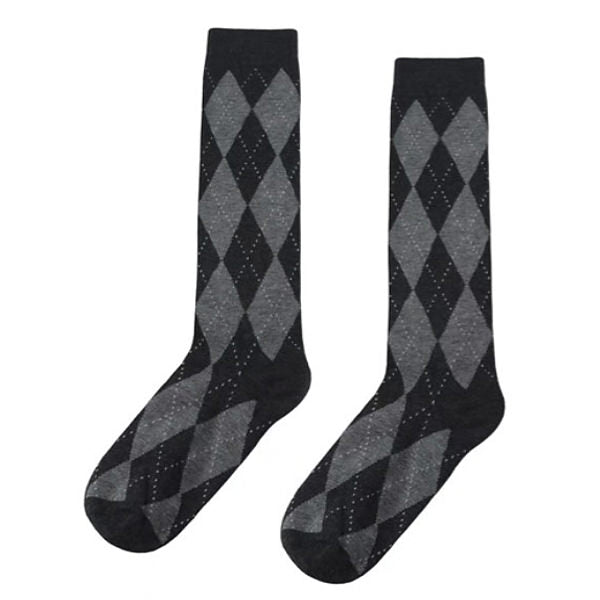 PAIR OF WHITE ARGYLE SOCKS FOR MEN AND WOMEN
