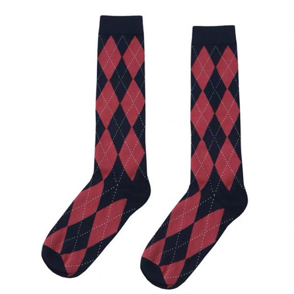 PAIR OF WHITE ARGYLE SOCKS FOR MEN AND WOMEN
