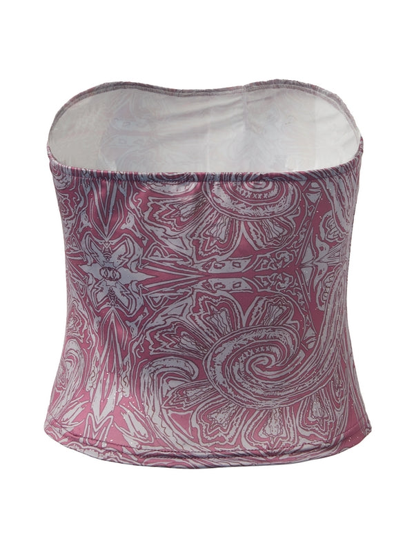 PAISLEY STRAPLESS TOP WITH OFFSET PRINT BANDEAU DESIGN