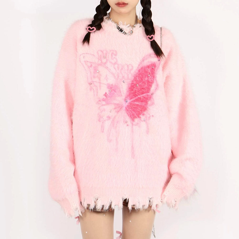 PASTEL PINK BLOSSOM SWEATER SOFT GIRL AESTHETIC