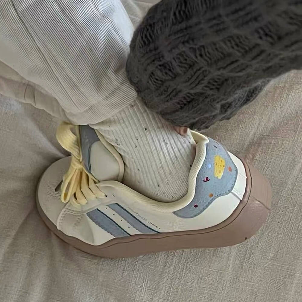 PASTEL SNEAKERS: CHARMING CHEESE PRINT AESTHETIC