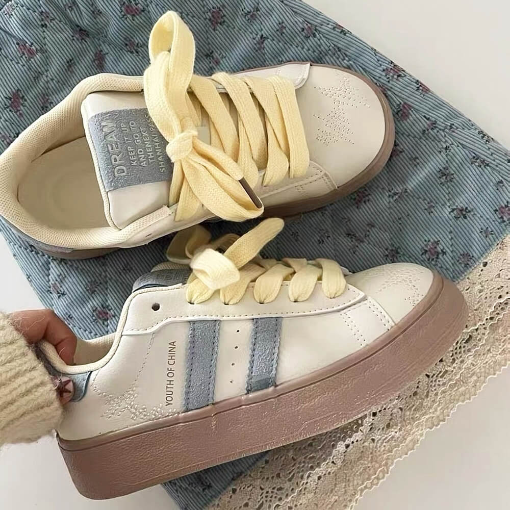 PASTEL SNEAKERS: CHARMING CHEESE PRINT AESTHETIC