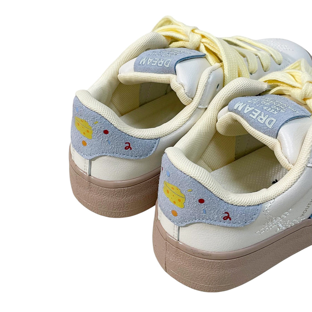 PASTEL SNEAKERS: CHARMING CHEESE PRINT AESTHETIC