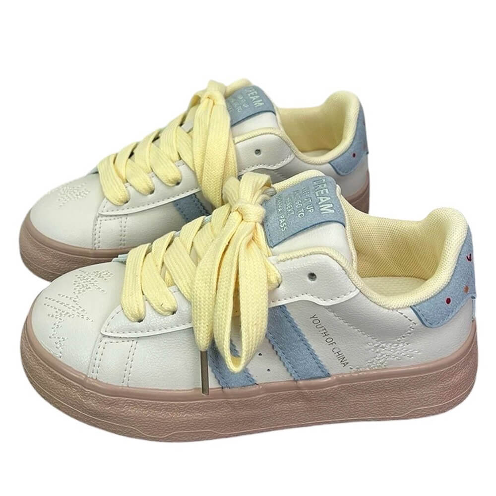 PASTEL SNEAKERS: CHARMING CHEESE PRINT AESTHETIC
