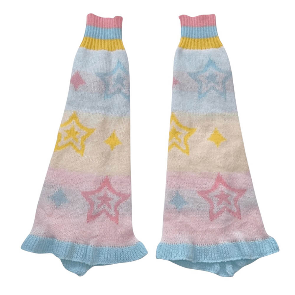 PASTEL STAR LEG WARMERS: Y2K PASTEL STAR PATTERN