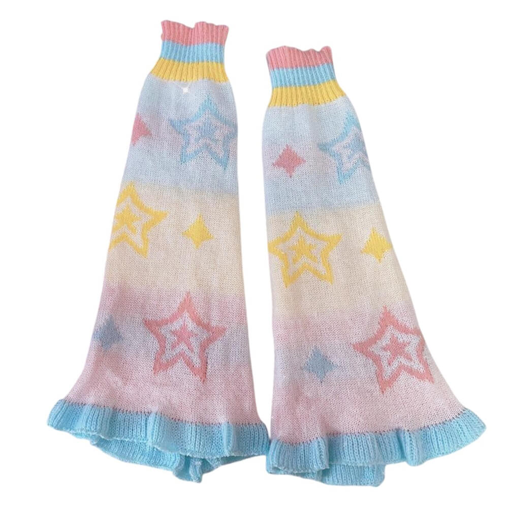 PASTEL STAR LEG WARMERS: Y2K PASTEL STAR PATTERN