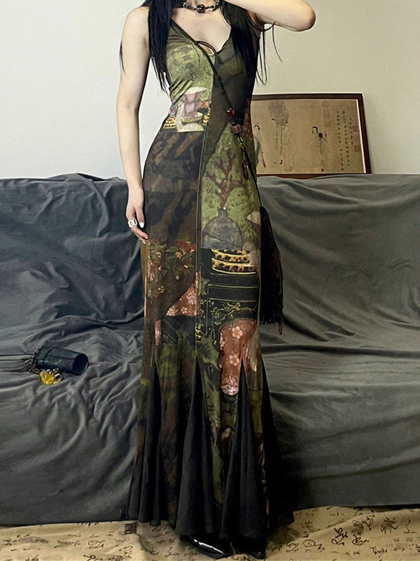 PATCHWORK MAXI DRESS WITH TEXTURED JACKET VINTAGE MAXI DRESS