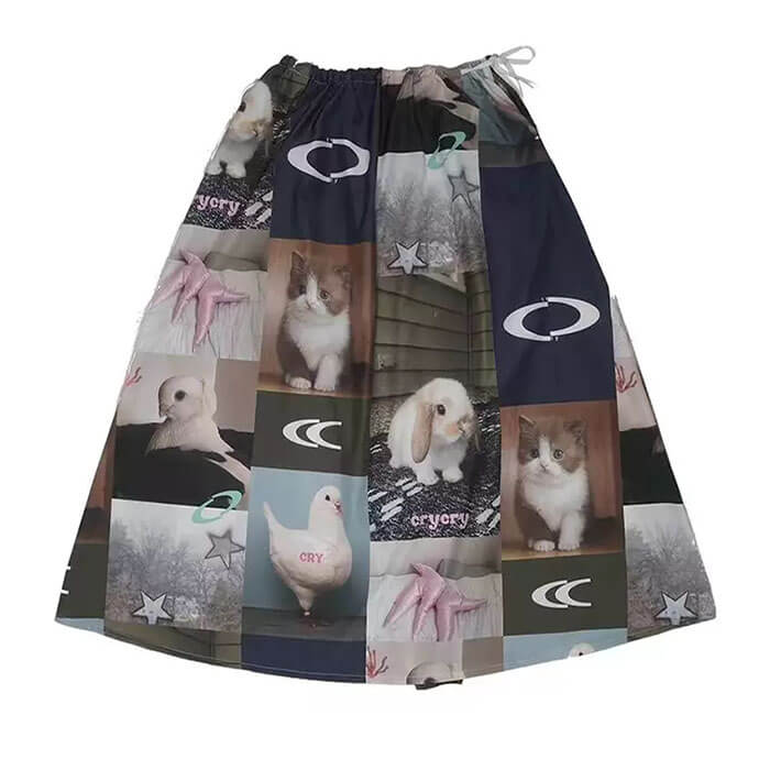 PATCHWORK SKIRT WITH ANIMAL AND LOGO PRINTS FOR 58-96CM WAIST