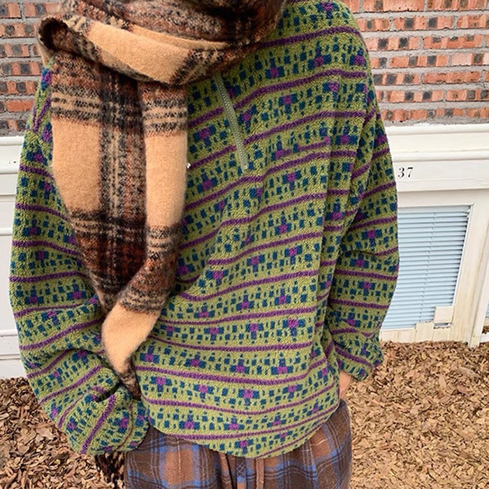 PATTERNED FLEECE PULLOVER FOR MEN AND WOMEN