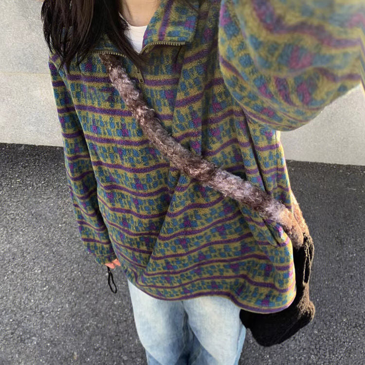 PATTERNED FLEECE PULLOVER FOR MEN AND WOMEN