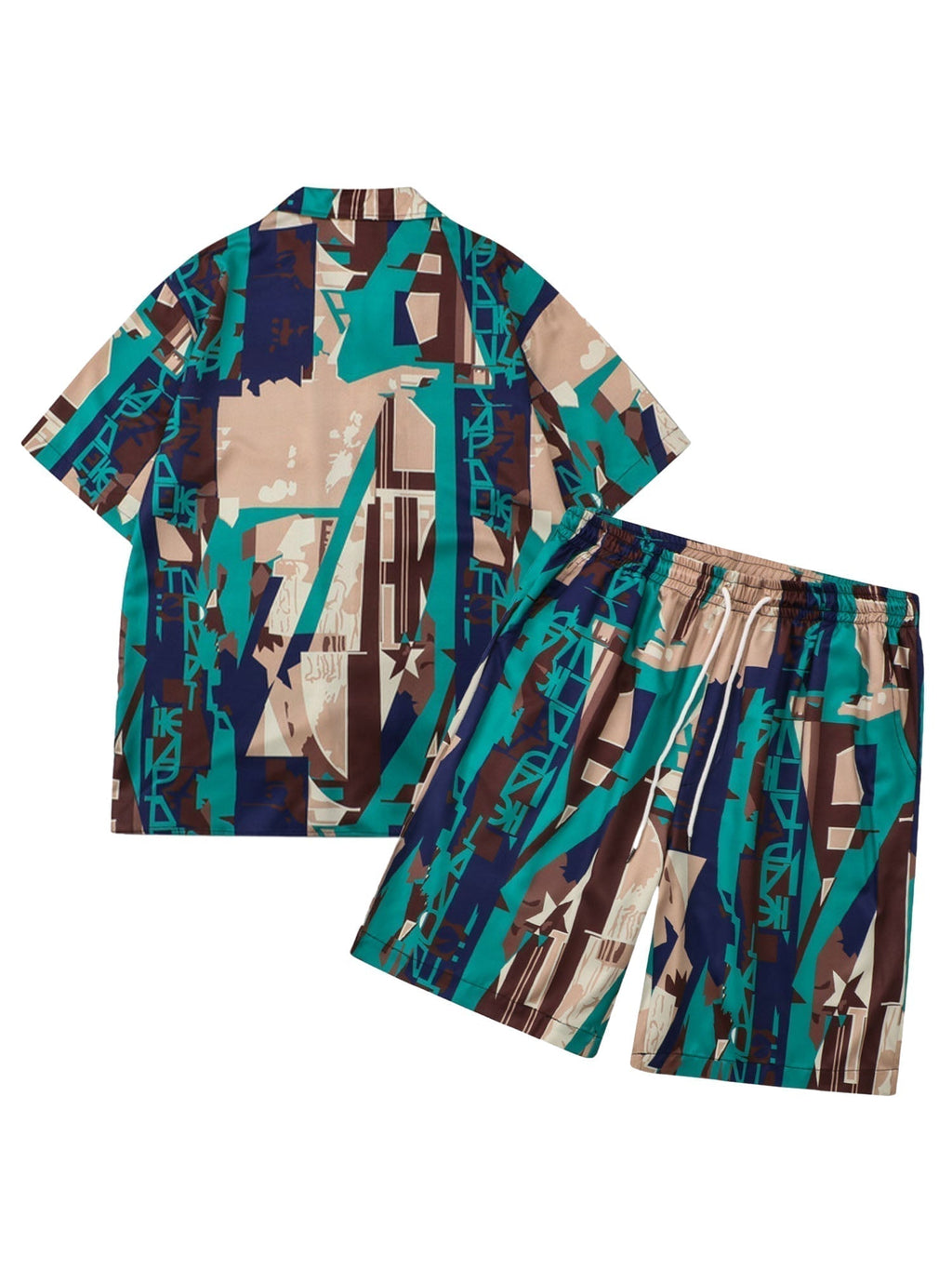 PATTERNED SHIRT AND SHORTS SET WITH UNIQUE DESIGN FOR LOOSE FIT