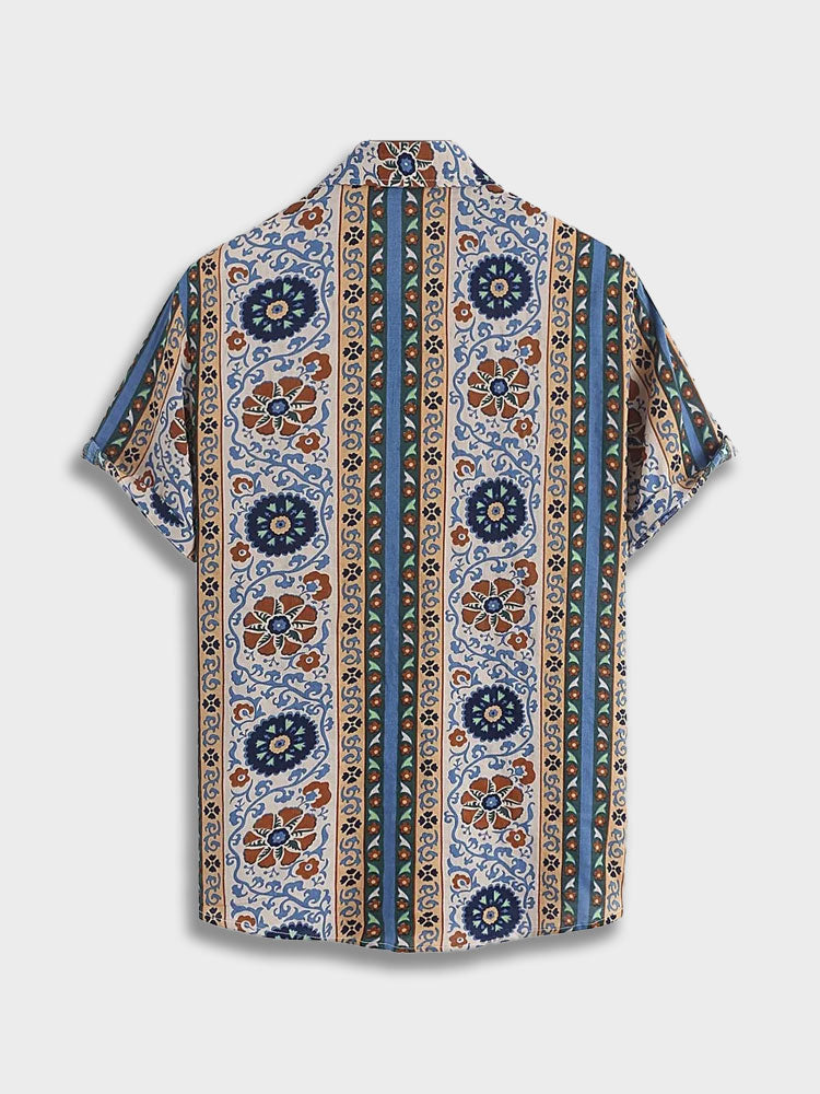 PATTERNED SHORT-SLEEVED BUTTON-DOWN SHIRT
