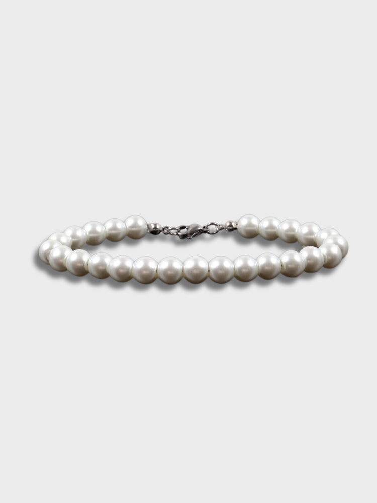 PEARL BEADED BRACELET WITH DARK CLASP - ELEGANT JEWELRY ACCESSORY