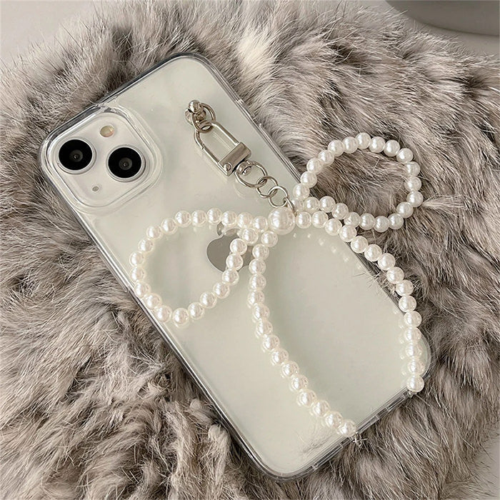PEARL IPHONE CASE WITH BOWKNOT PEARL CHARM
