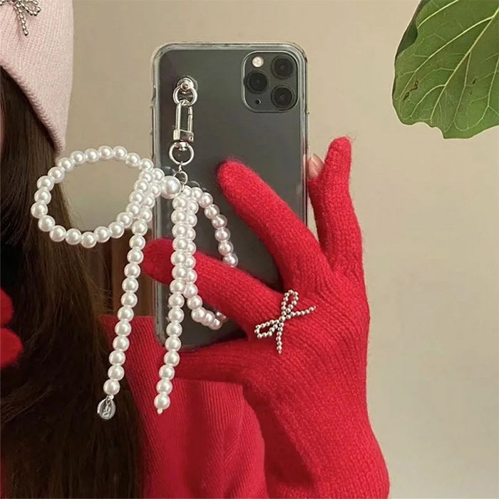 PEARL IPHONE CASE WITH BOWKNOT PEARL CHARM