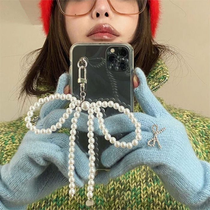 PEARL IPHONE CASE WITH BOWKNOT PEARL CHARM