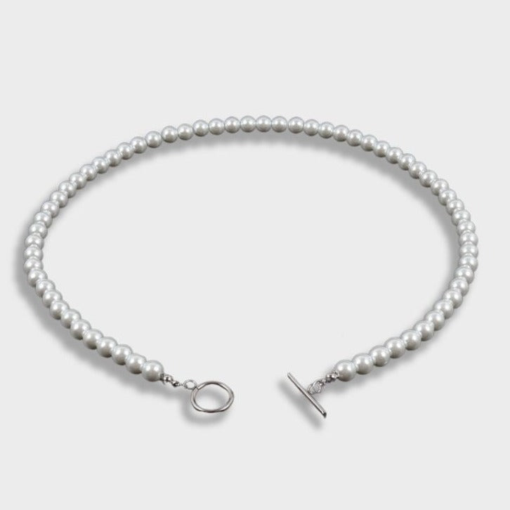 PEARL NECKLACE WITH SILVER TOGGLE CLASP PEARL TOGGLE CHAIN