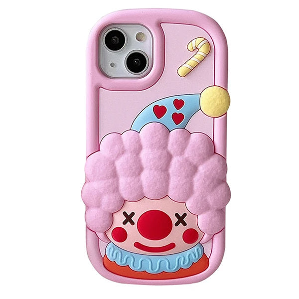 PINK 3D CLOWN PHONE CASE FOR IPHONE WITH CLOWN DESIGN