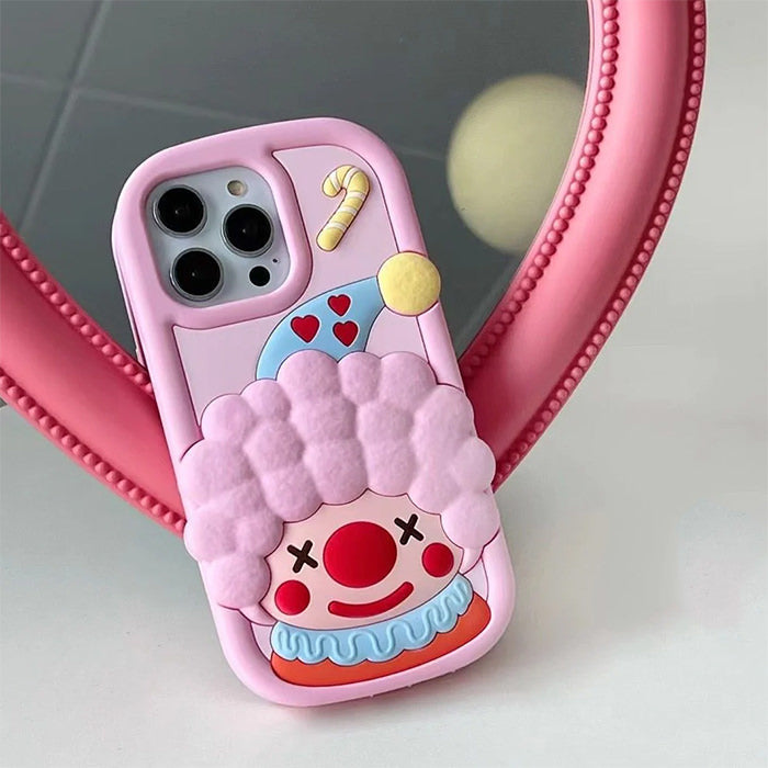 PINK 3D CLOWN PHONE CASE FOR IPHONE WITH CLOWN DESIGN