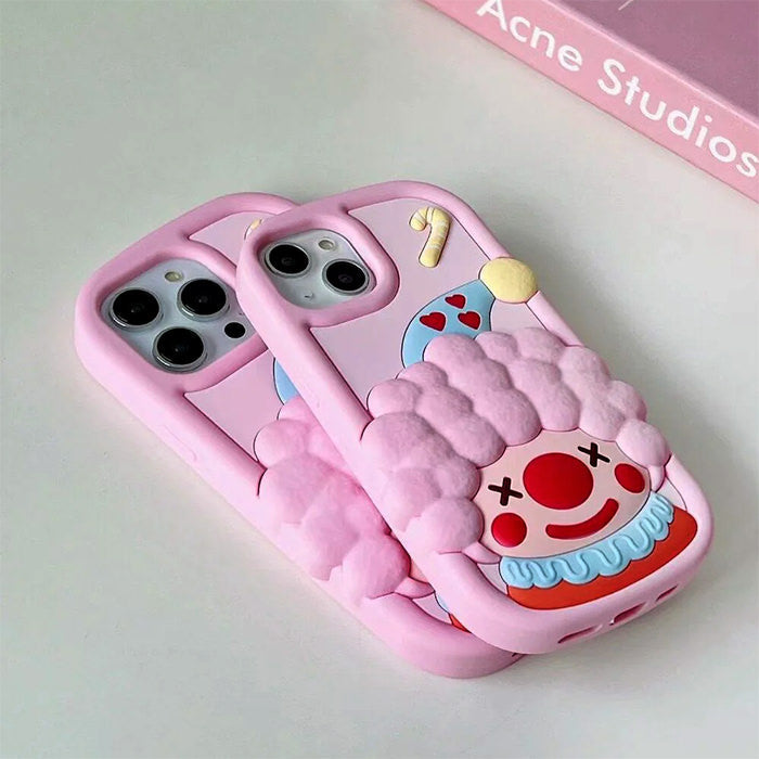 PINK 3D CLOWN PHONE CASE FOR IPHONE WITH CLOWN DESIGN