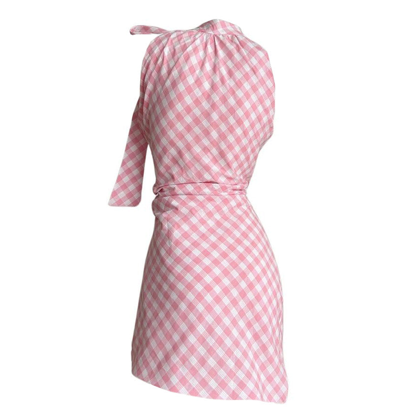 PINK AND WHITE GINGHAM HALTER DRESS FOR COTTAGECORE GINGHAM PICNIC