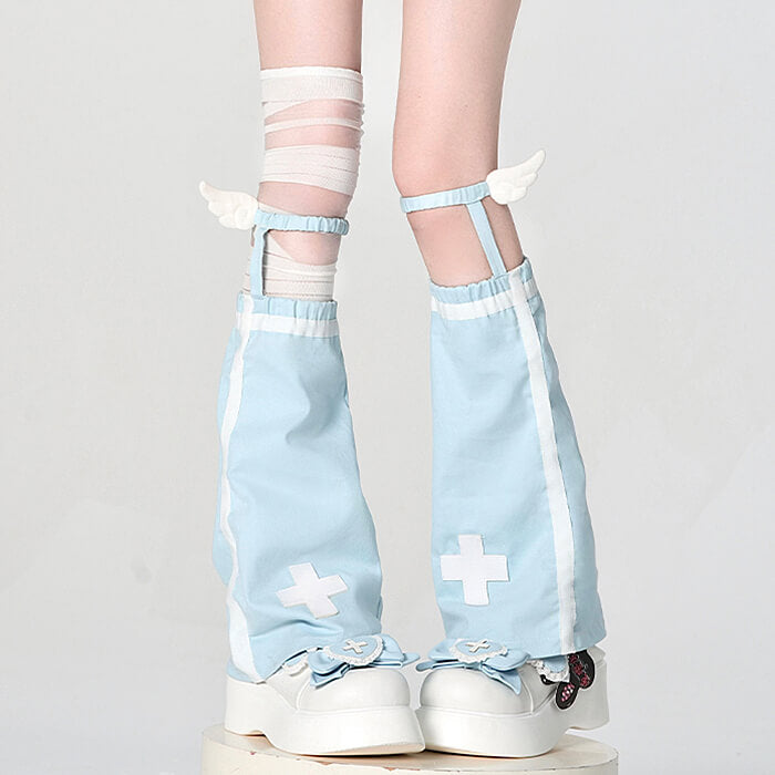 PINK AND WHITE LEG WARMERS: STYLISH LEG WARMERS IN SOFT FABRIC