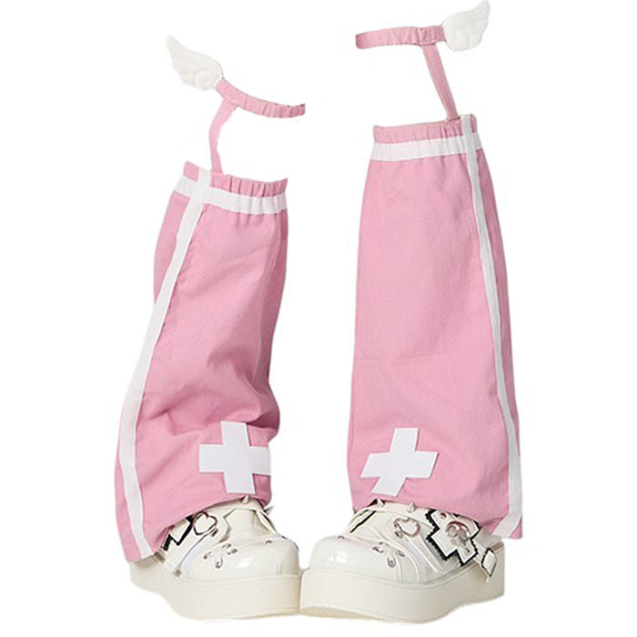 PINK AND WHITE LEG WARMERS: STYLISH LEG WARMERS IN SOFT FABRIC
