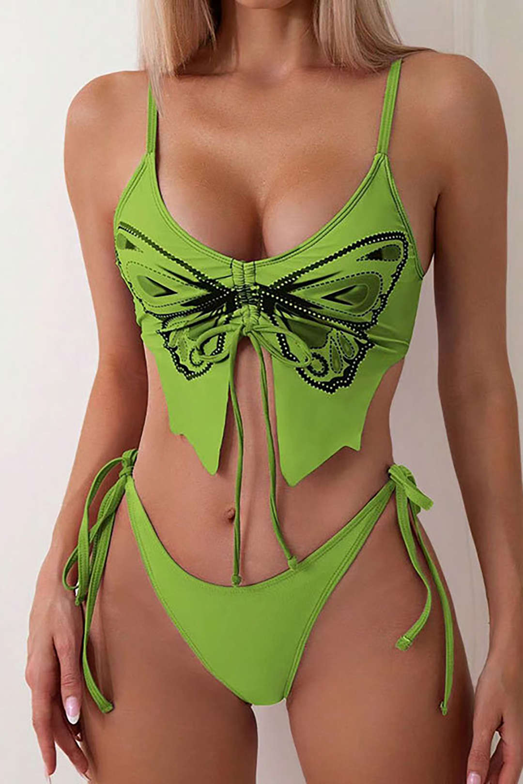 PINK BUTTERFLY-PRINT BIKINI FOR HOLIDAY SWIMWEAR