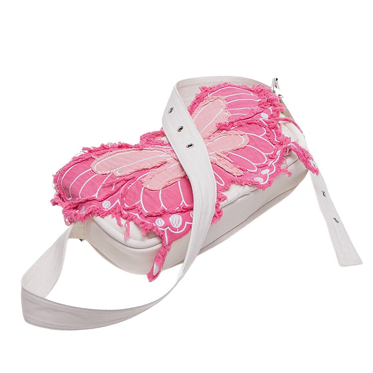 PINK BUTTERFLY-SHAPED HANDBAG WITH Y2K AESTHETIC STYLE
