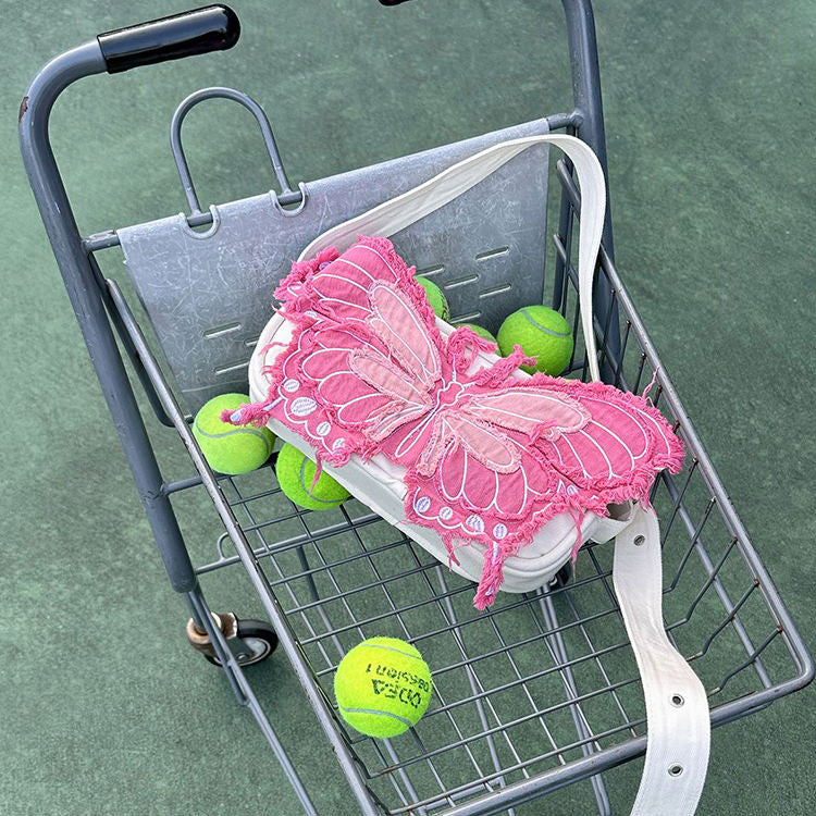 PINK BUTTERFLY-SHAPED HANDBAG WITH Y2K AESTHETIC STYLE