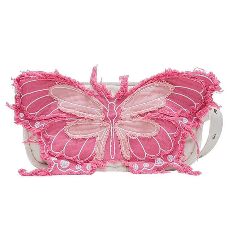 PINK BUTTERFLY-SHAPED HANDBAG WITH Y2K AESTHETIC STYLE
