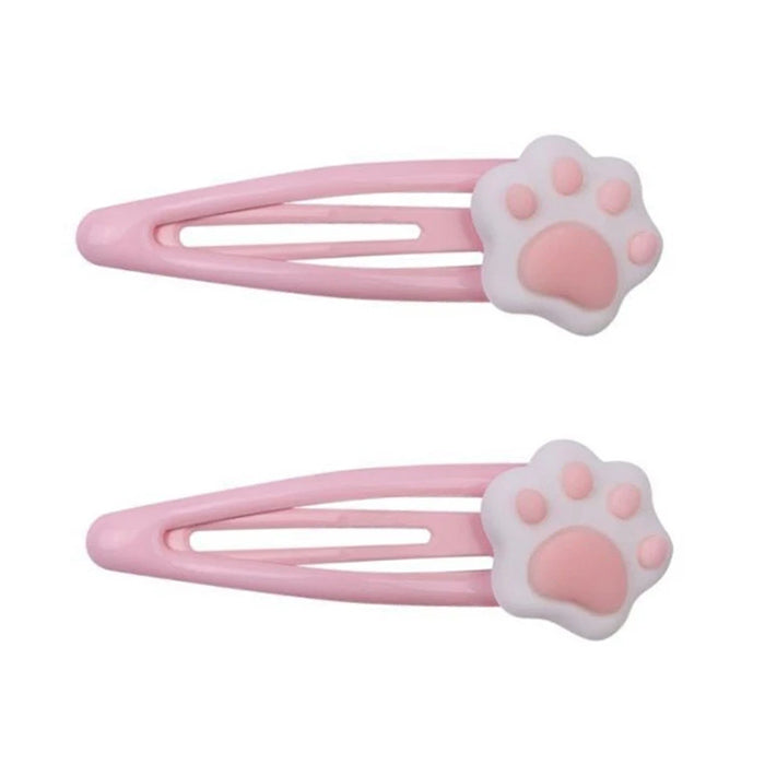 PINK CAT PAW HAIR CLIPS SET FOR STYLING ACCESSORIES