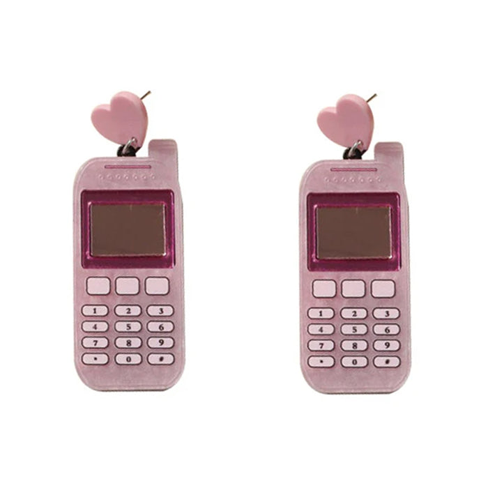 PINK CELL PHONE EARRINGS JEWELRY ACCESSORY FOR WOMEN