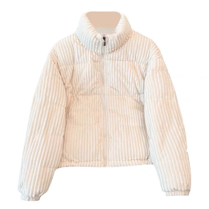 PINK CORDUROY PUFFER JACKET FOR WOMEN