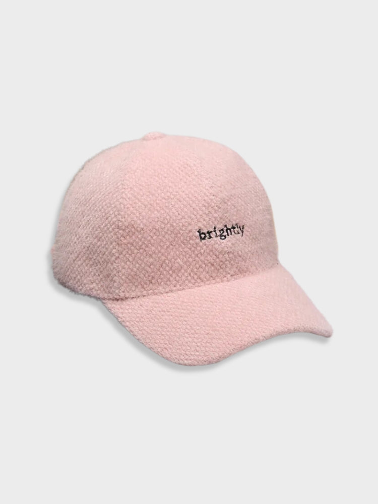 PINK FUZZY BASEBALL CAP - BRIGHTLY WOOL CAP TO STAY WARM