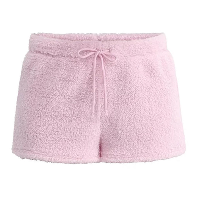 PINK FUZZY SHORTS SIZE FEATURES AND WAIST MEASUREMENT